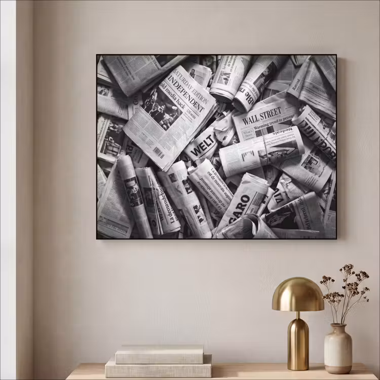 Art Frame - Krant - Stapel - Nieuws - Zwart-wit — 3
