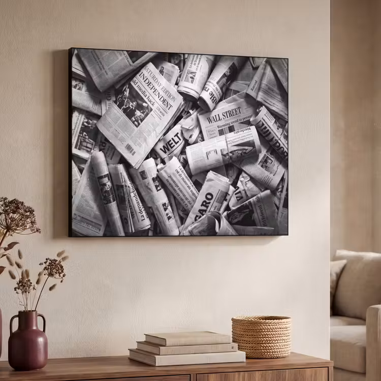 Art Frame - Krant - Stapel - Nieuws - Zwart-wit — 4