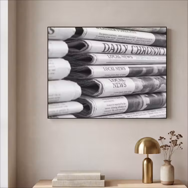 Art Frame - Krant - Stapel - Nieuws - Zwart-wit - Media — 3