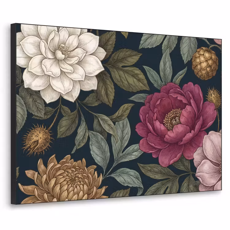 Art Frame - Bloemen - Botanisch - Illustratie - Donker - Vintage — 1