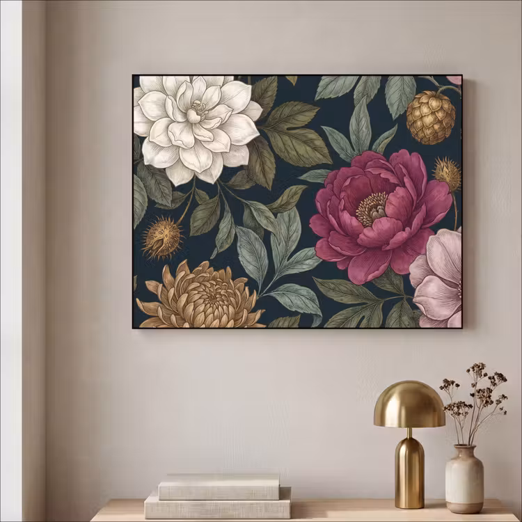 Art Frame - Bloemen - Botanisch - Illustratie - Donker - Vintage — 3