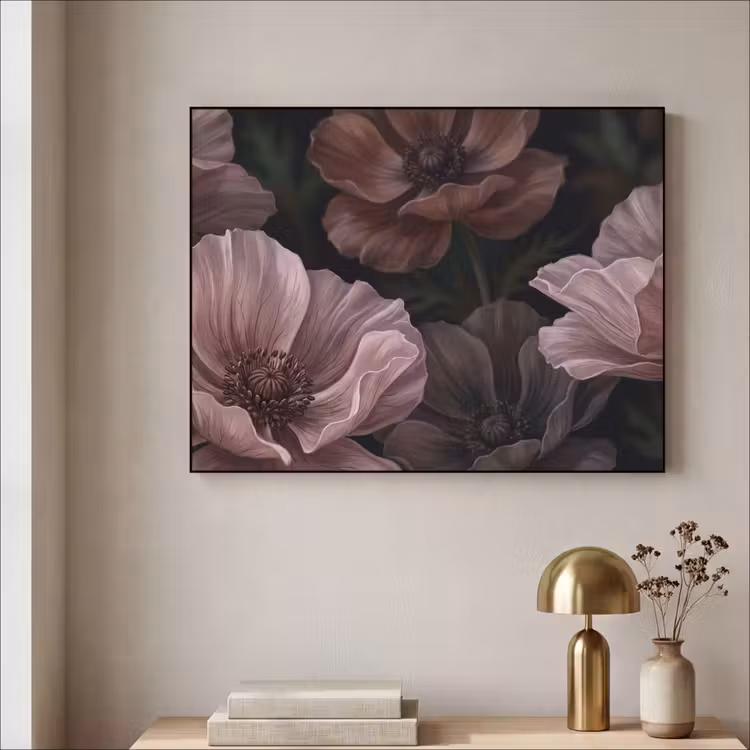 Art Frame - Bloemen - Natuur - Roze - Donker - Modern — 3