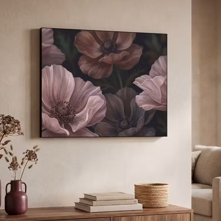 Art Frame - Bloemen - Natuur - Roze - Donker - Modern — 4