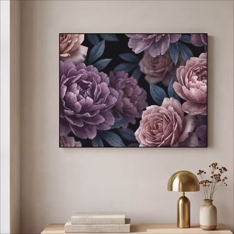 Art Frame - Bloemen - Patroon - Donker - Botanisch - Paars — 3