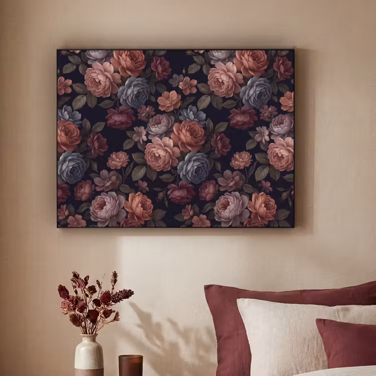 Art Frame - Bloemen - Patroon - Vintage - Donker - Roze — 2
