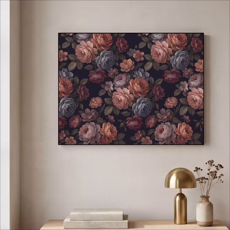 Art Frame - Bloemen - Patroon - Vintage - Donker - Roze — 3