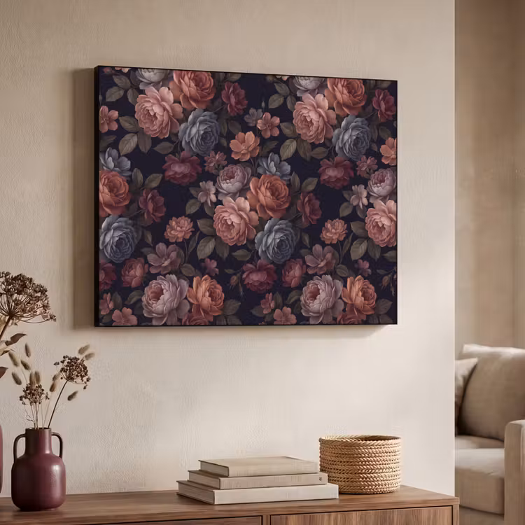 Art Frame - Bloemen - Patroon - Vintage - Donker - Roze — 4
