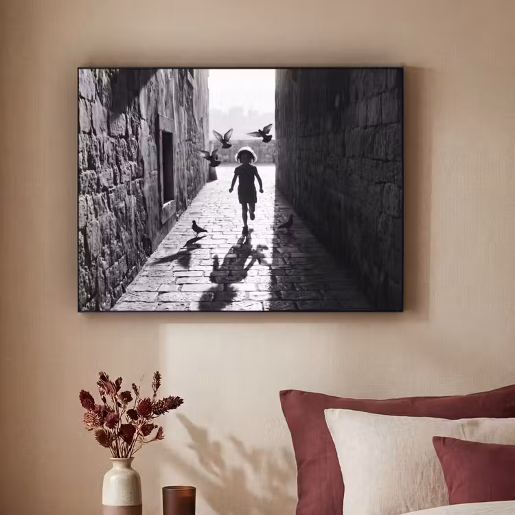 Art Frame - Kind - Vogel - Straat - Zwart-wit - Spelen — 2