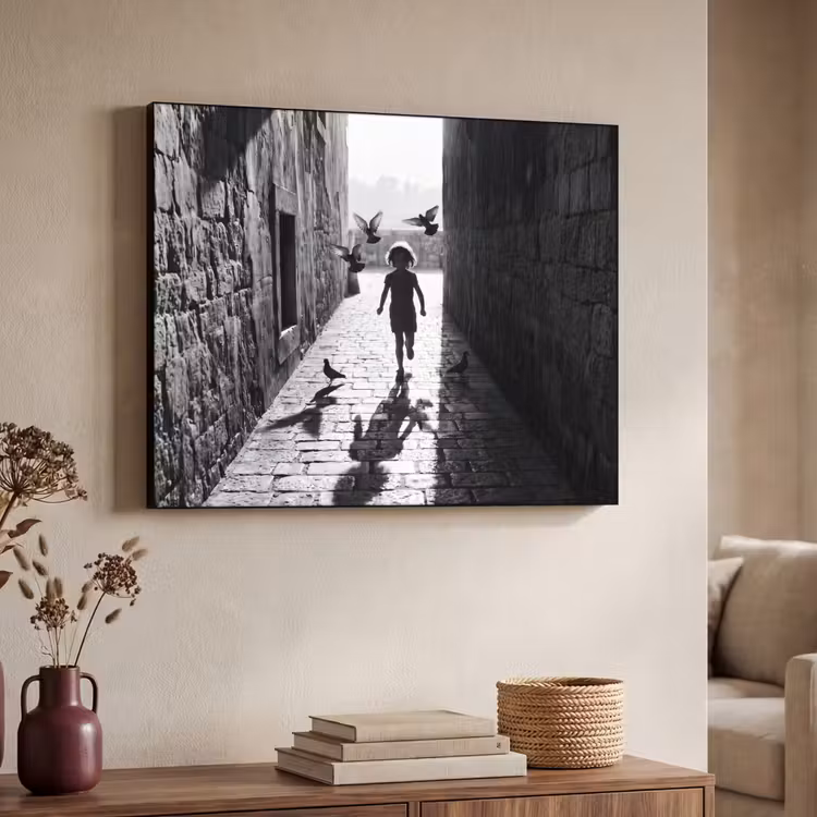 Art Frame - Kind - Vogel - Straat - Zwart-wit - Spelen — 4