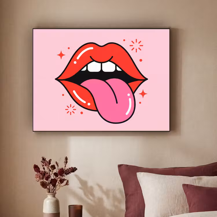 Art Frame - Lippen - Tong - Pop-art - Kleurrijk - Roze — 2