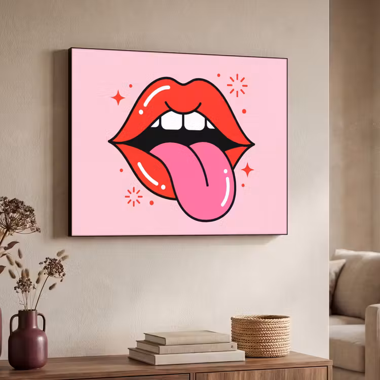Art Frame - Lippen - Tong - Pop-art - Kleurrijk - Roze — 4