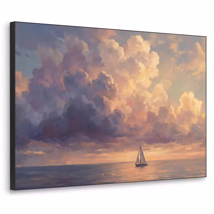 Art Frame - Boot - Zonsondergang - Zee - Natuur - Goud — 1