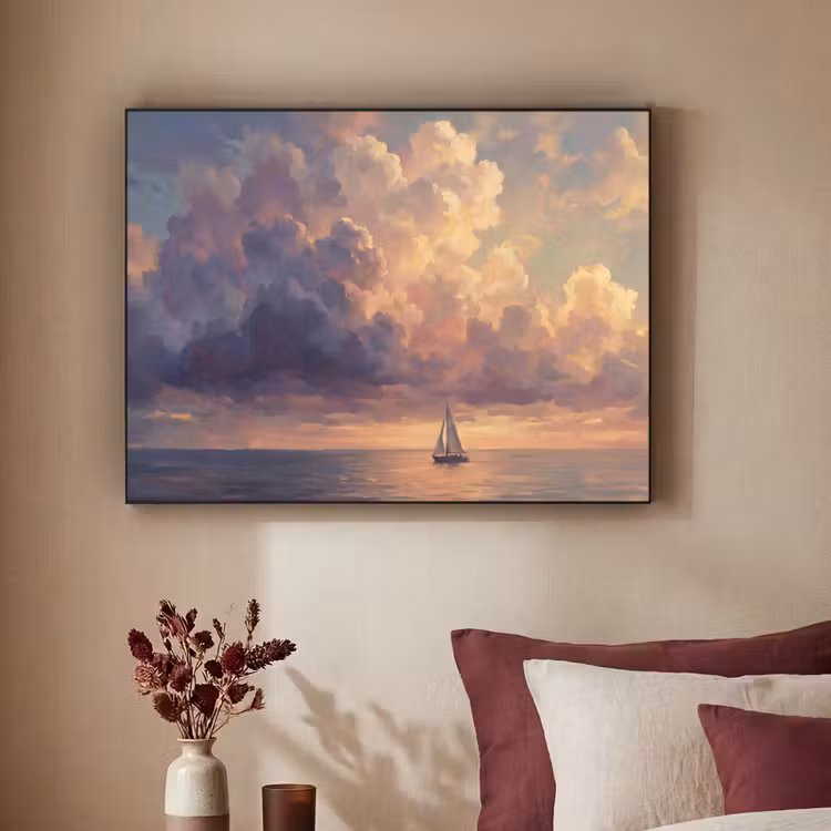 Art Frame - Boot - Zonsondergang - Zee - Natuur - Goud — 2