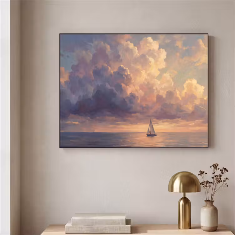 Art Frame - Boot - Zonsondergang - Zee - Natuur - Goud — 3