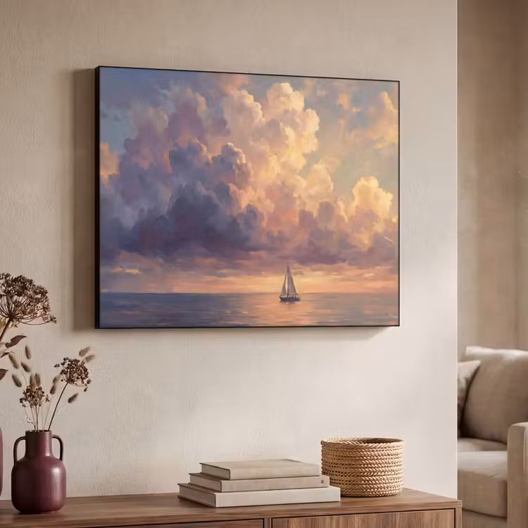 Art Frame - Boot - Zonsondergang - Zee - Natuur - Goud — 4