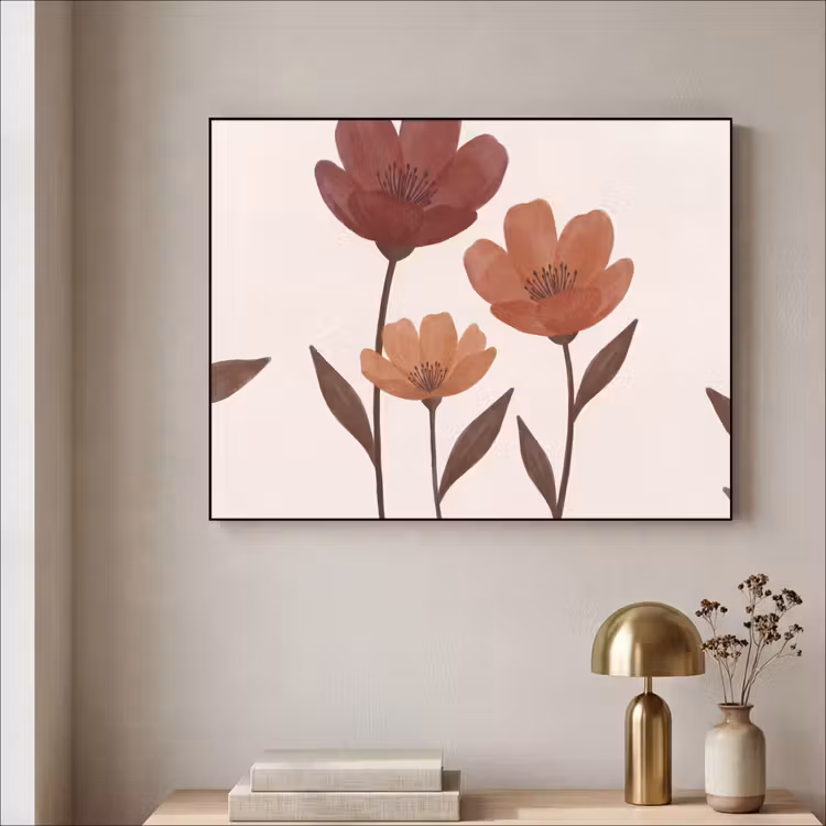 Art Frame - Bloemen - Abstract - Modern - Bruin - Decoratief — 3