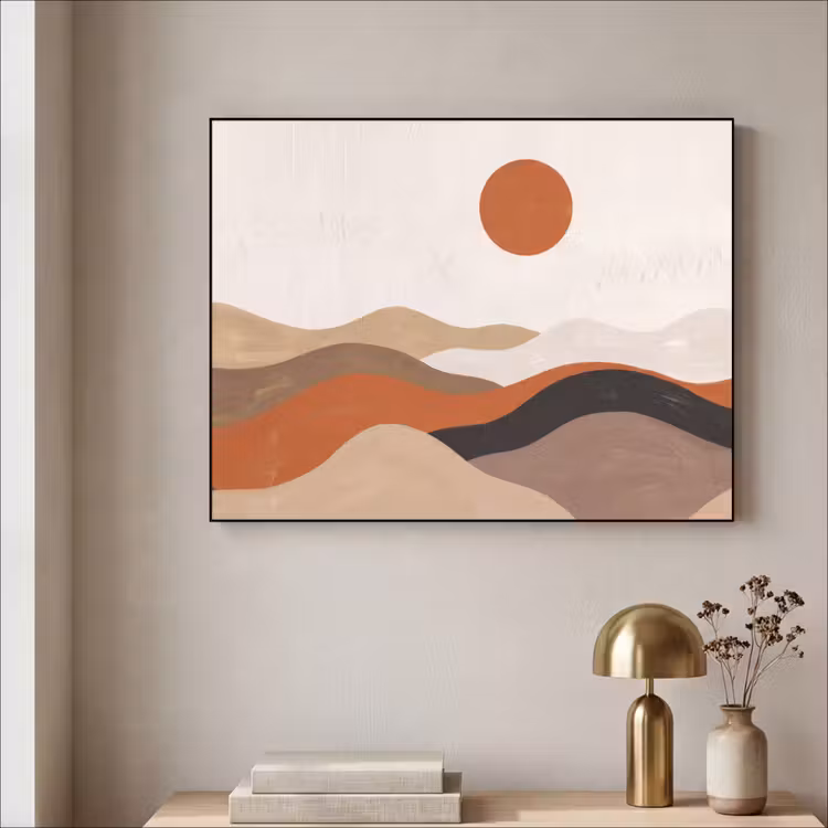 Art Frame - Landschap - Heuvels - Zon - Abstract - Oranje — 3