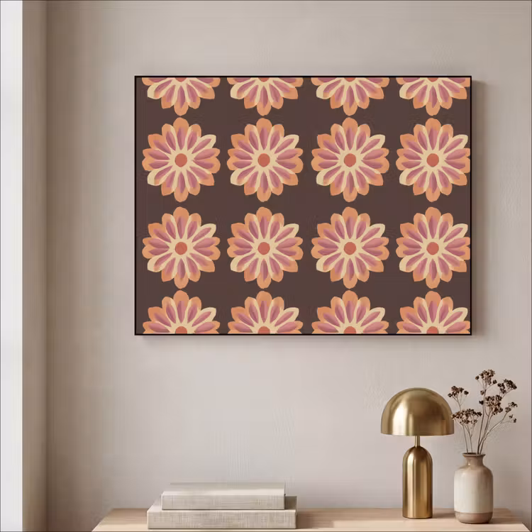 Art Frame - Bloemen - Patroon - Bruin — 3