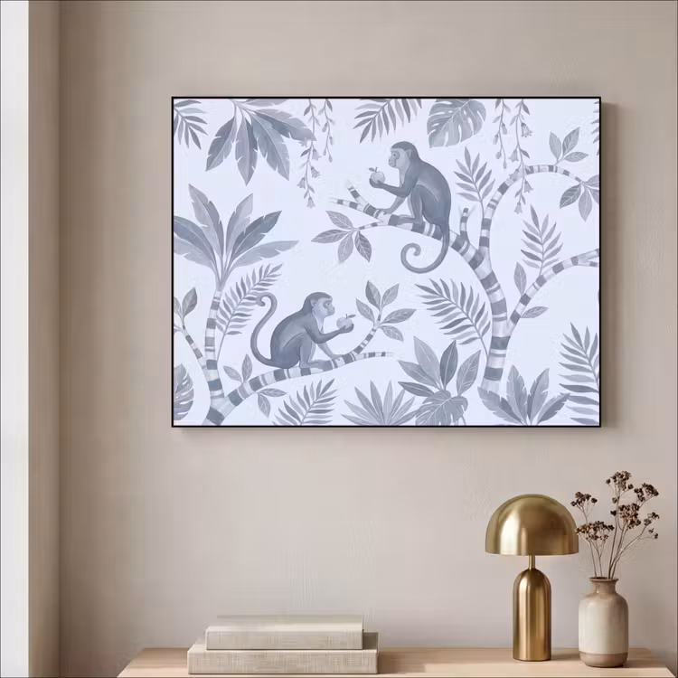 Art Frame - Aap - Boom - Bladeren - Jungle - Illustratie — 3
