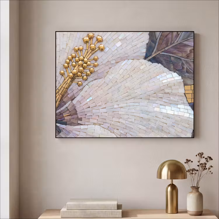 Art Frame - Bloemen - Mozaïek - Kunst - Modern - Goud — 3