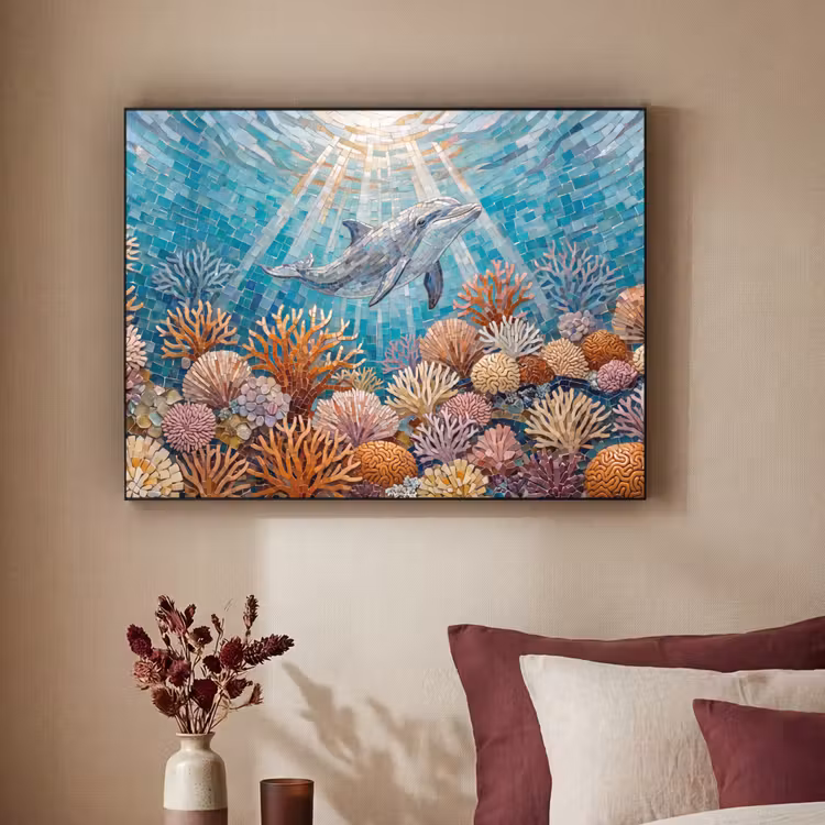Art Frame - Dieren - Mozaïek - Oceaan - Koraal - Blauw — 2