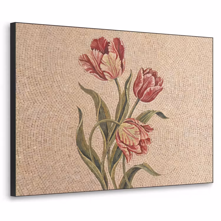 Art Frame - Bloemen - Mozaïek - Rood - Groen - Kunst — 1