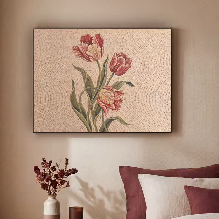 Art Frame - Bloemen - Mozaïek - Rood - Groen - Kunst — 2