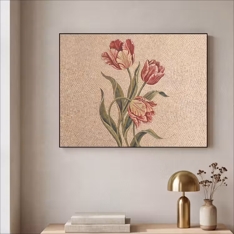 Art Frame - Bloemen - Mozaïek - Rood - Groen - Kunst — 3