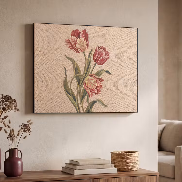 Art Frame - Bloemen - Mozaïek - Rood - Groen - Kunst — 4