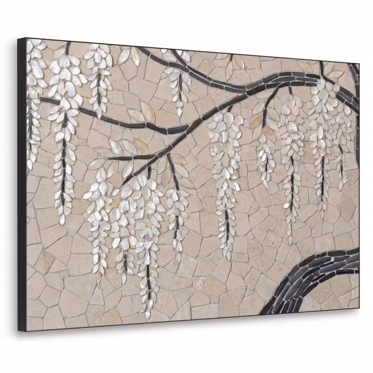 Art Frame - Boom - Bloemen - Mozaïek - Kunst - Wit — 1