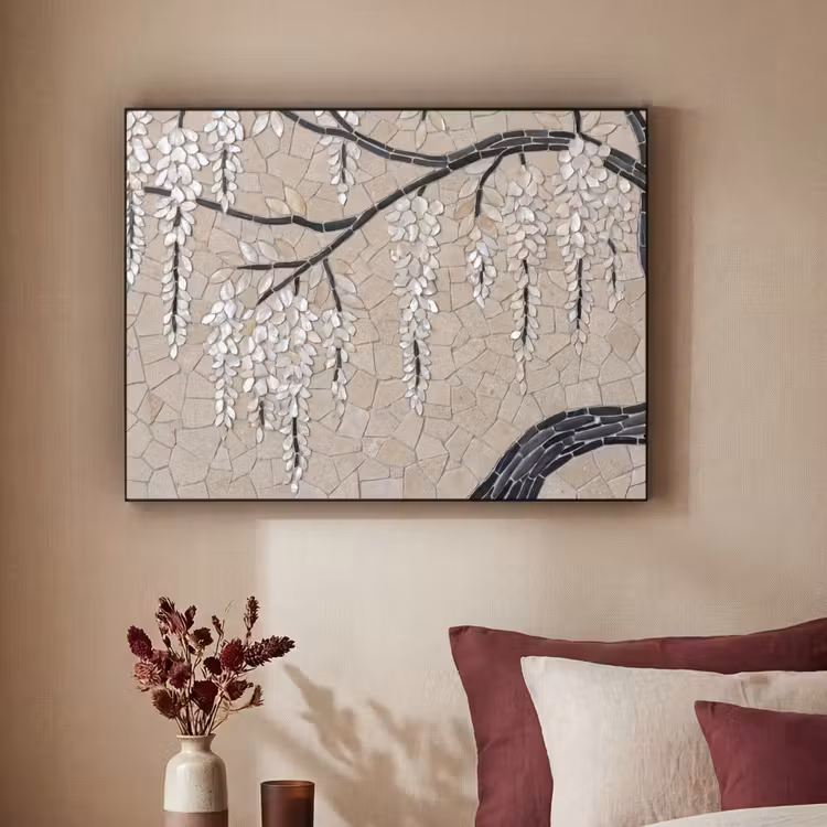 Art Frame - Boom - Bloemen - Mozaïek - Kunst - Wit — 2