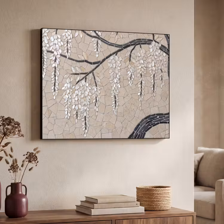 Art Frame - Boom - Bloemen - Mozaïek - Kunst - Wit — 4