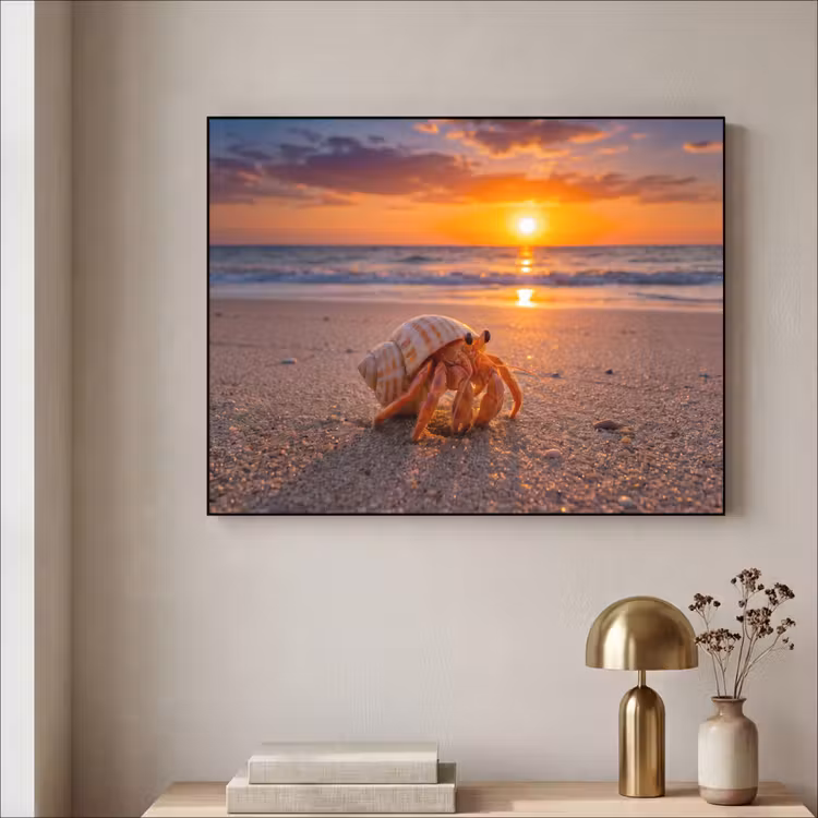 Art Frame - Kreeft - Strand - Natuur - Zonsondergang - Oranje — 3
