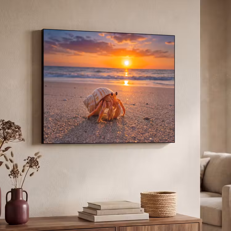Art Frame - Kreeft - Strand - Natuur - Zonsondergang - Oranje — 4