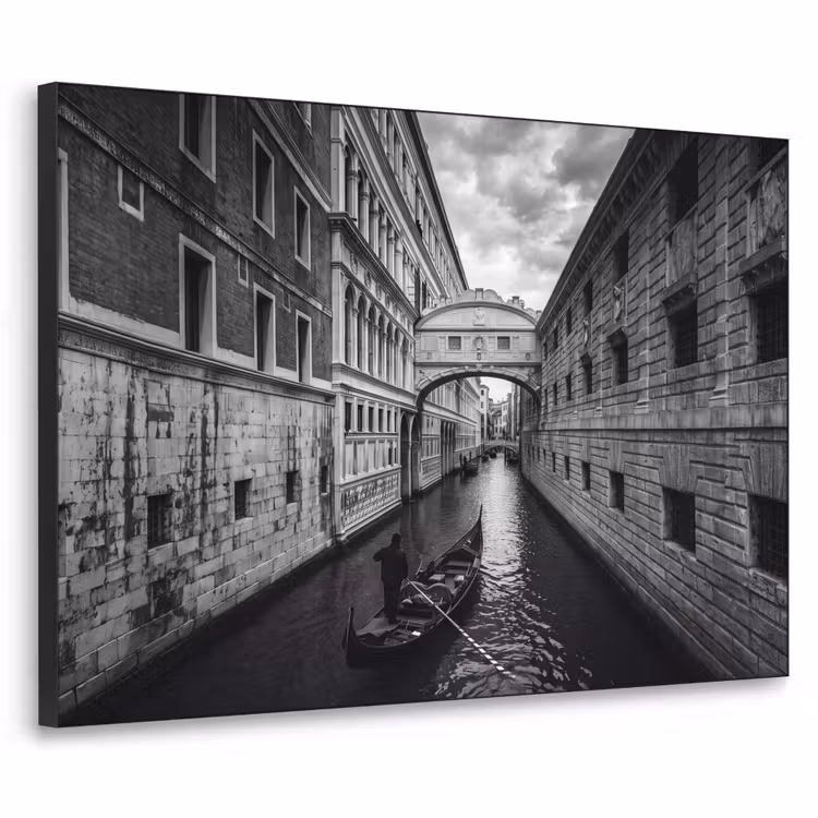 Art Frame - Boot - Waterweg - Stad - Zwart-wit - Architectuur — 1