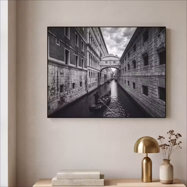 Art Frame - Boot - Waterweg - Stad - Zwart-wit - Architectuur — 3