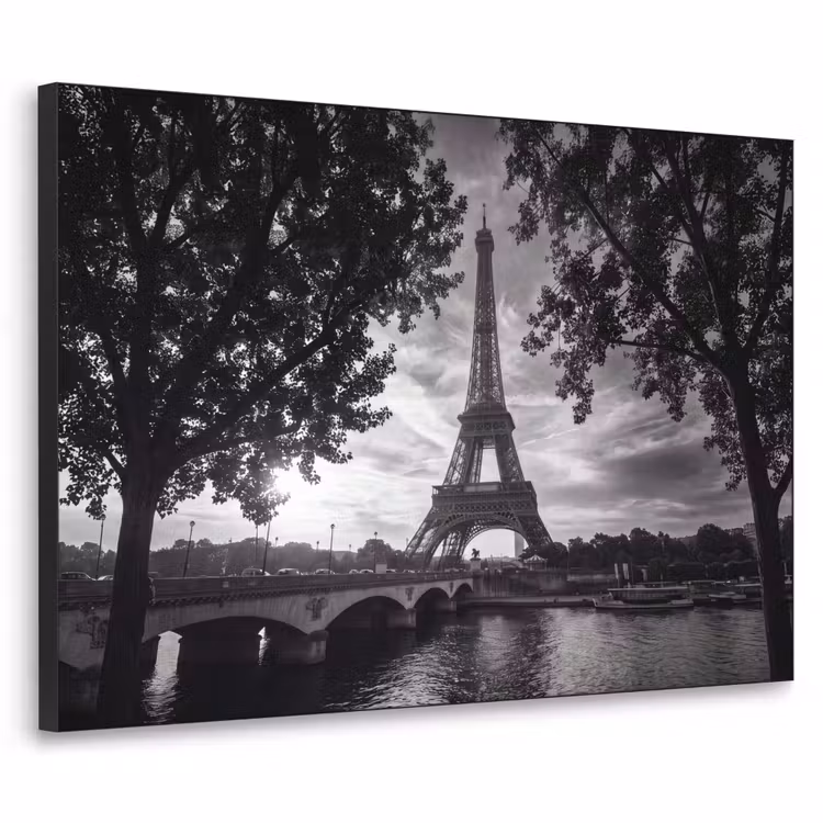Art Frame - Eiffeltoren - Parijs - Rivier - Architectuur - Zwart-wit — 1