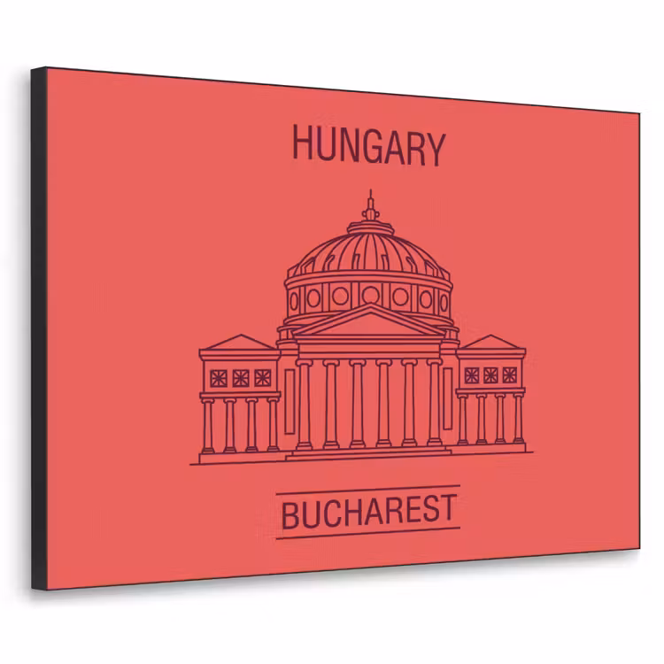 Art Frame - Architectuur - Boekarest - Stedelijk - Lijntekening - Rood — 1