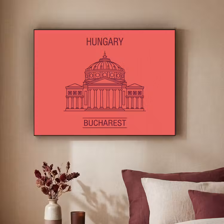 Art Frame - Architectuur - Boekarest - Stedelijk - Lijntekening - Rood — 2
