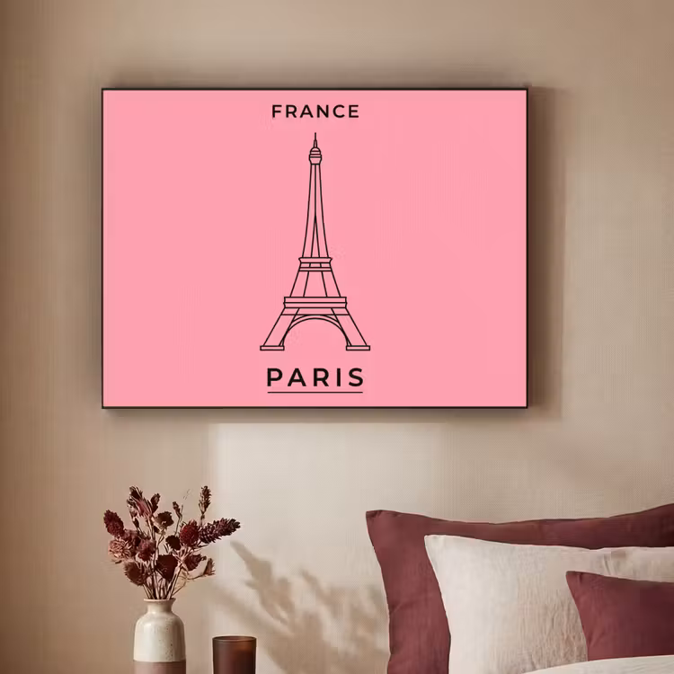 Art Frame - Eiffeltoren - Parijs - Architectuur - Minimalistisch - Roze — 2