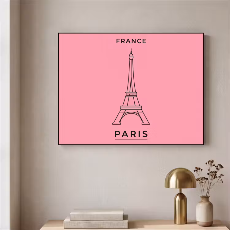 Art Frame - Eiffeltoren - Parijs - Architectuur - Minimalistisch - Roze — 3