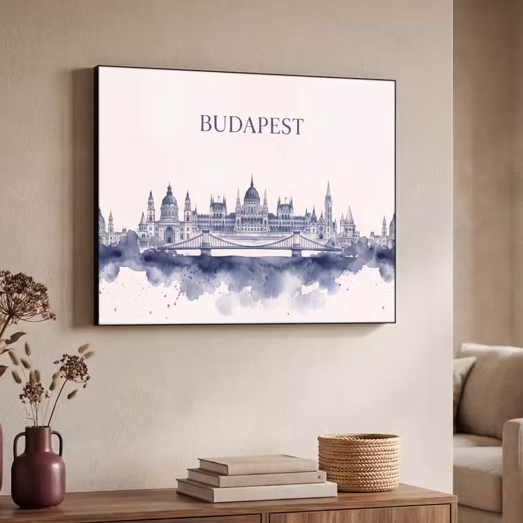 Art Frame - Boedapest - Skyline - Architectuur - Aquarel - Blauw — 4