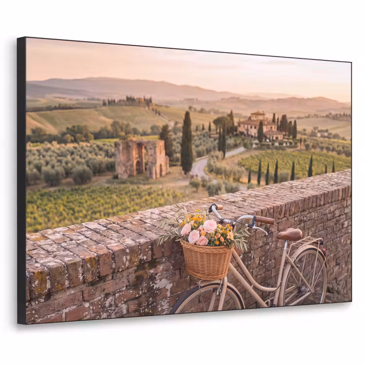 Art Frame - Fiets - Bloemen - Toscane - Landschap - Roze — 1