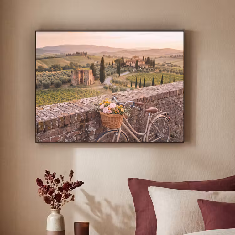 Art Frame - Fiets - Bloemen - Toscane - Landschap - Roze — 2