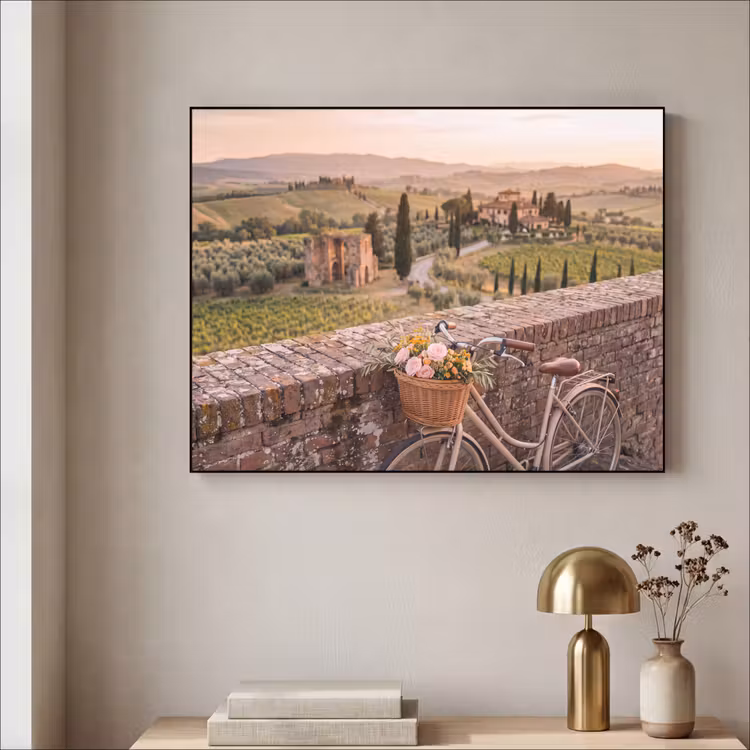 Art Frame - Fiets - Bloemen - Toscane - Landschap - Roze — 3