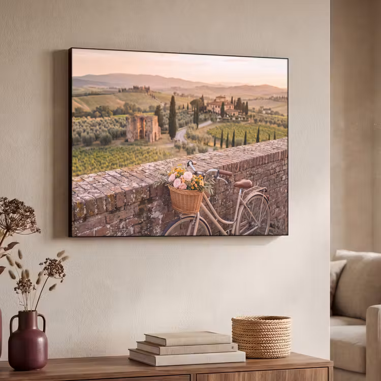 Art Frame - Fiets - Bloemen - Toscane - Landschap - Roze — 4