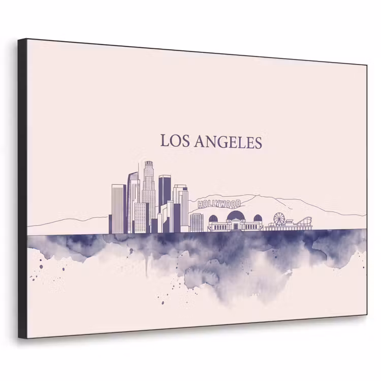 Art Frame - Los Angeles - Skyline - Architectuur - Aquarel - Blauw — 1