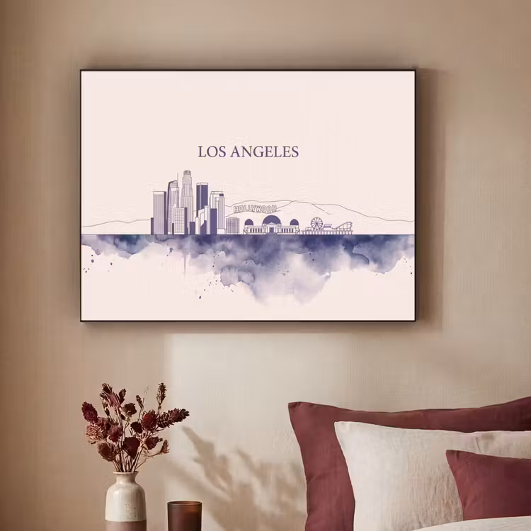 Art Frame - Los Angeles - Skyline - Architectuur - Aquarel - Blauw — 2
