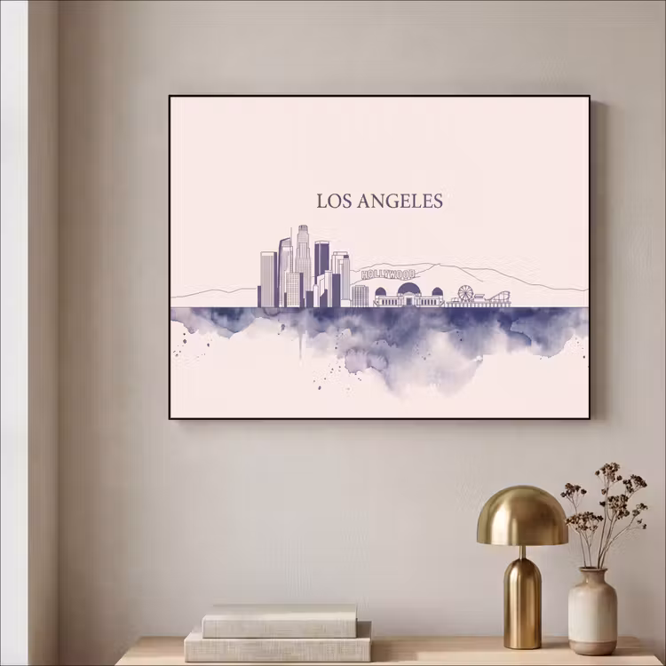 Art Frame - Los Angeles - Skyline - Architectuur - Aquarel - Blauw — 3