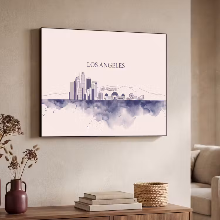 Art Frame - Los Angeles - Skyline - Architectuur - Aquarel - Blauw — 4